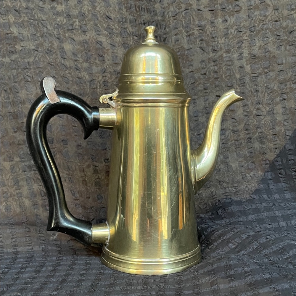 😍 VINTAGE Custom numbered BRASS Elegant Coffee Pot w Black Melamine Handle BO-HO